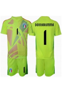 Fotbalové Dres Itálie Gianluigi Donnarumma #1 Brankářské Dětské Domácí Oblečení ME 2024 Krátký Rukáv (+ trenýrky)
